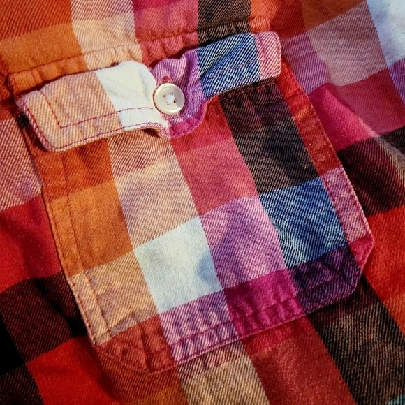 Old Navy Plaid Pink Button Up Shirt 100% Cotton Women's XL Autumn Casual EUC - Picture 3 of 7